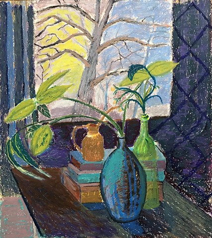 Dark Still Life with Tree in Window