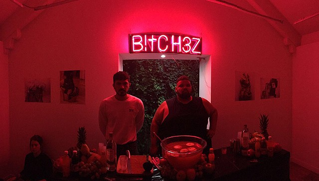 B!TCH3Z Drinking Project Bar Install at Artspace Mexico for the exhibition HOMOCCULT 2.0