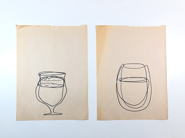 Cocktails #11 & #12, Marker on Newsprint, 9" x 12" each