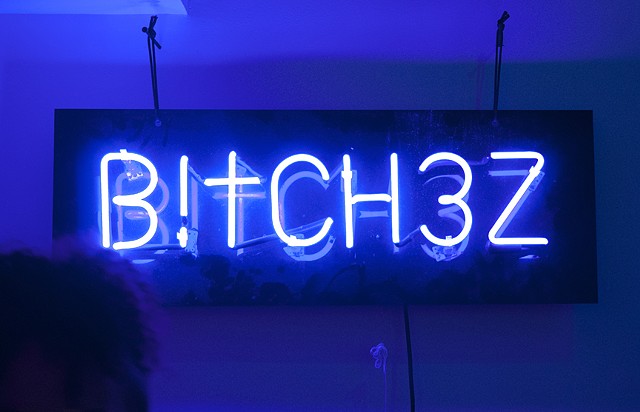 Custom neon sign "B!TCH3Z" produced for B!TCH3Z Drinking Project's various bar installation, 2012-2018