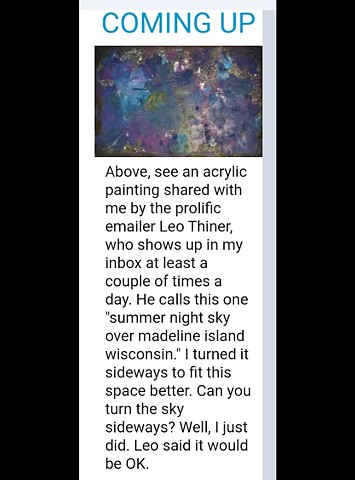 "Summer Night Sky over Madeline Island Wisconsin" - E-news clipping-Rochester, MN Post Bulletin.com