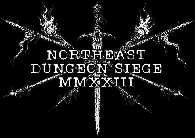 Northeast Dungeon Siege MMXXIII Logo with Weapons