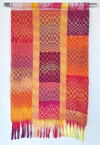 untitled (painted yarn: lemon, marigold, magenta, tomato, peach, fuchsia #1)