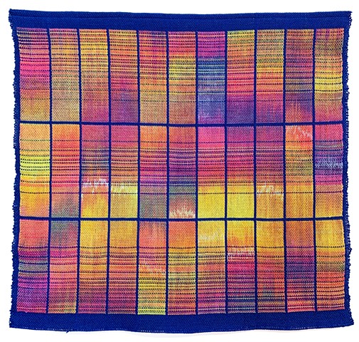 untitled (painted yarn: cobalt, lemon, magenta, violet, marigold #3)