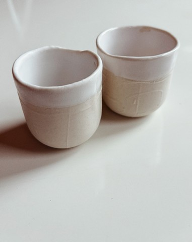 Set of 2 porcelain Mezcal cups set 1 