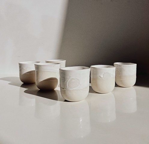 Set of 6 Porcelain white sippers