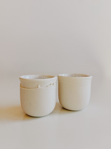 Set of 2 white porcelain sippers 