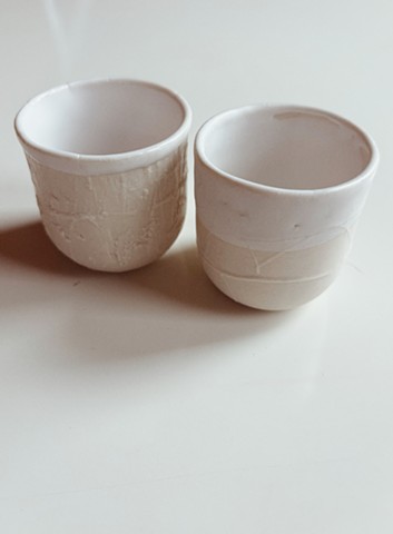 Set of 2 porcelain Mezcal cups set 3 