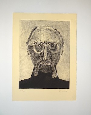 Rafael Ferrer, "self-portrait III"  on Arches Buff paper