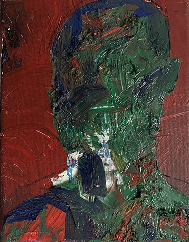 Oil on canvas. Sculptural clarity with committed impasto.
