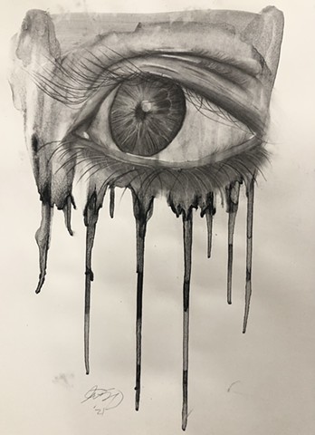 Eye drawn in charcoal on Strathmore paper
