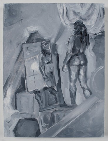 Grisaille Figure Study in Mirror