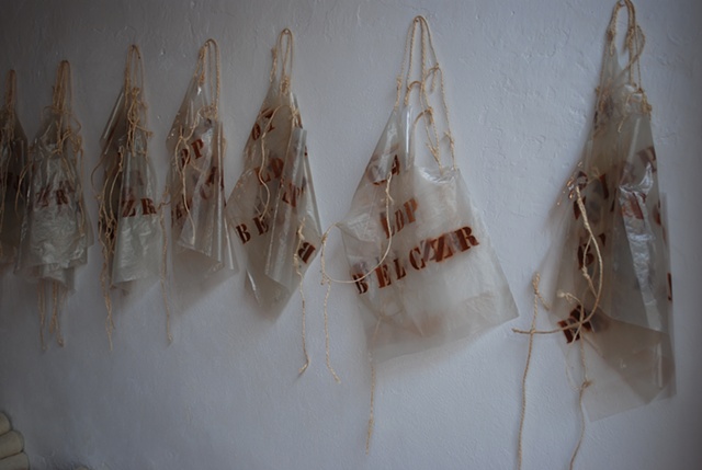 Exhibition Flying Carpet Prayers at El Psito, aprons used in the performance workshop