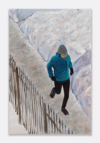 Gwendolyn Zabicki, Jogger in the snow, painting, Chicago artist