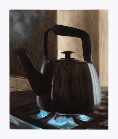 A boiling tea kettle
