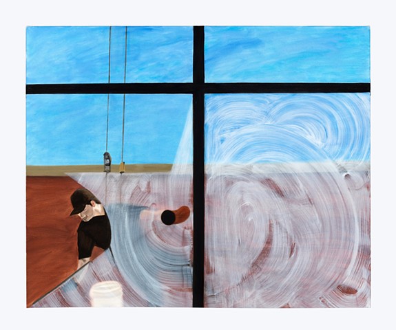 A man washing windows