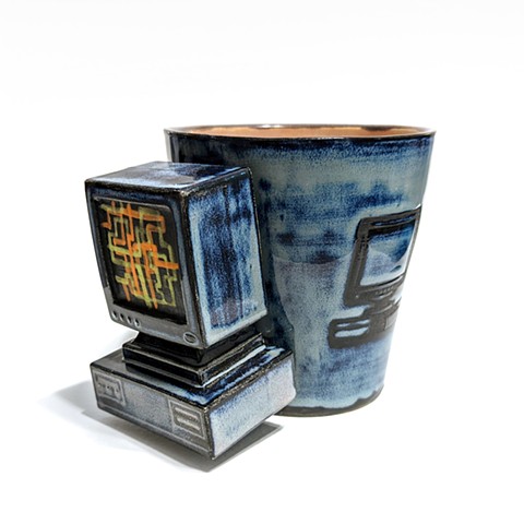 computer cup in blue 