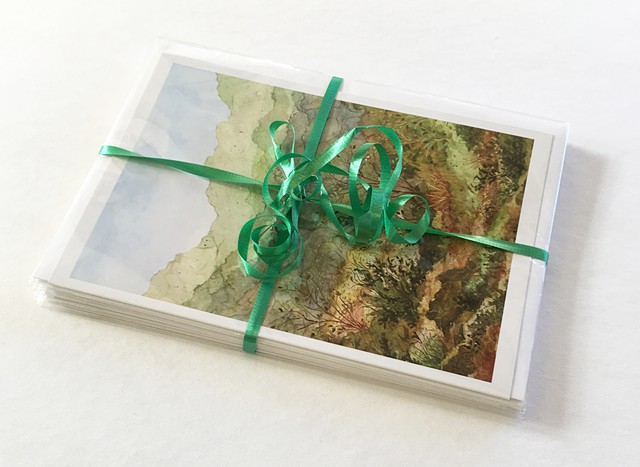 6 Greeting Cards w/envelopes of plant filled landscapes by Victoria Alexander Marquez
