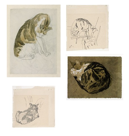 Various drawings of cats by Manet and Gwen John