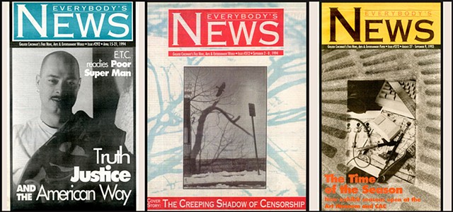 Examples of SAM cover photography & concepting/design - Center image received Award of Merit for design and image from 1995 Art Directors Club of Cincinnati design contest - 1994, Everybody's News, Cincinnati