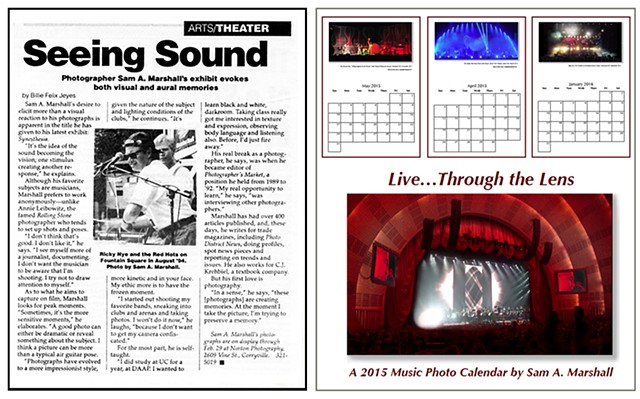 Everybody's News article about SAM's music photography & seff-published music calendar - 1995 & 2015, Cincinnati OH 