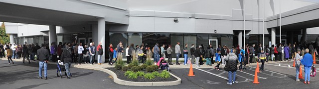 Voters in line, Hamilton Co. Board of Elections, on Election Day - 2018, Norwood OH