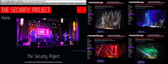 Published images on musical artists' websites - 2017, Security Project & 2019 “Hackettsongs.com," site of guitarist Steve Hackett
