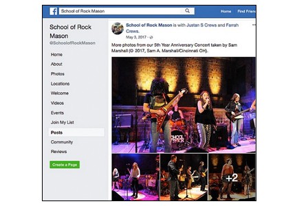 Image gallery of SAM music photos on School of Rock Mason's Facebook page