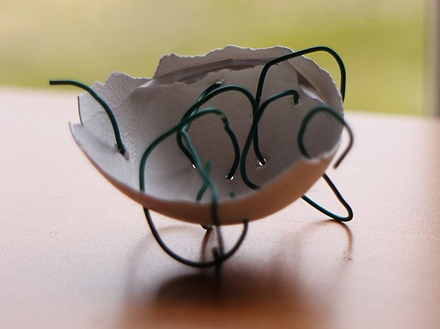 Egg with green wire