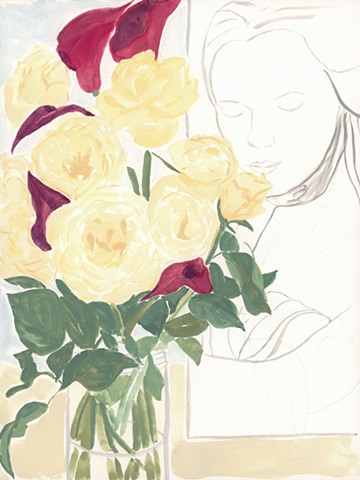 Roses and Calla Lilies in Studio