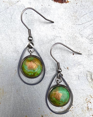 hand painted 12mm glass earring