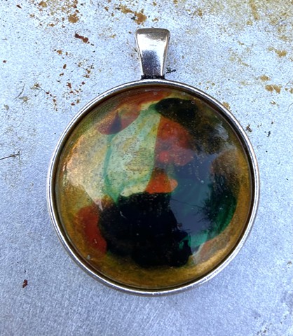 hand painted 30mm round necklace