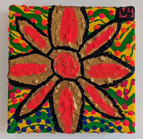 I AM BLOOMING TOO - acrylic painting of a flower by Charlie Visconage