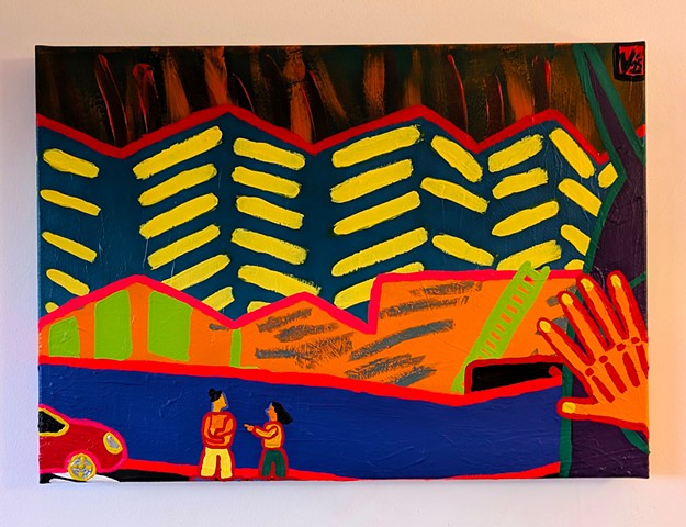 LISTENING TO YOUR FOFOCA landscape painting by Charlie Visconage