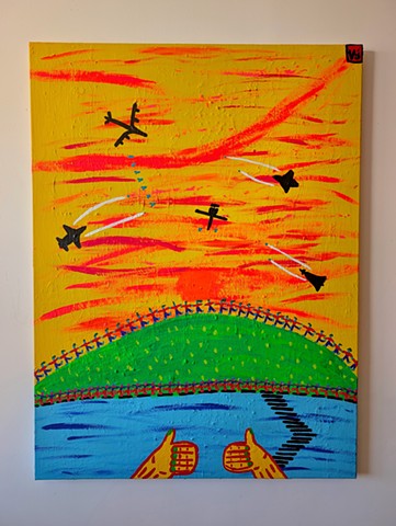 THE WORLD IS ON FIRE landscape painting by Charlie Visconage