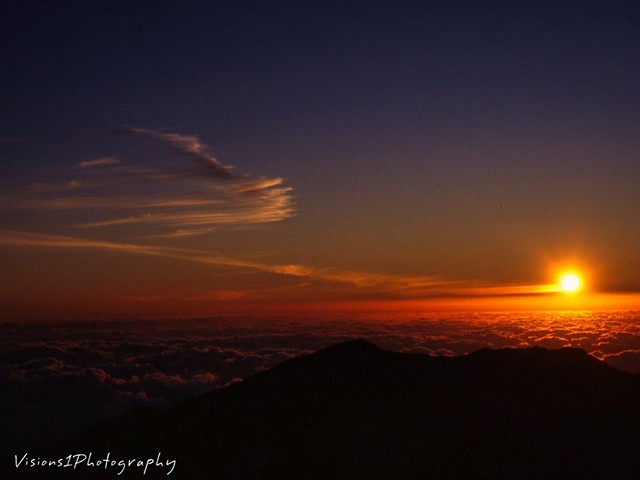 Haleakala Clouds & Sun at Sunrise Maui Hi.