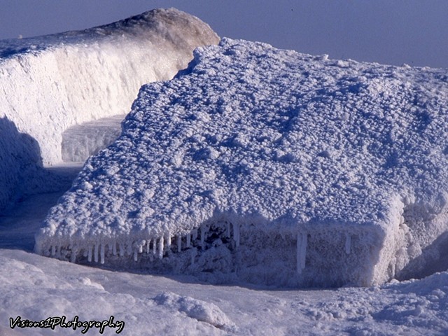 Frozen Crystal Plank of Ice Wilmette Harbor Wilmette Il. -50 Degree Wind Chill