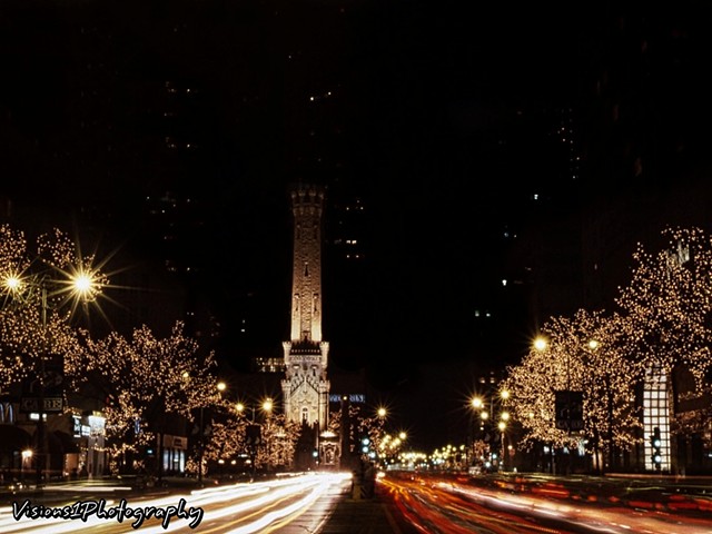 Christmas On Michigan Avenue - Time Exposure - Chicago Il.