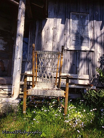 Old Rocking Chair & Cabin Door County Wi.