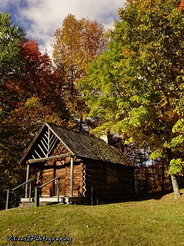 Cabin and Fall Trees Vt.