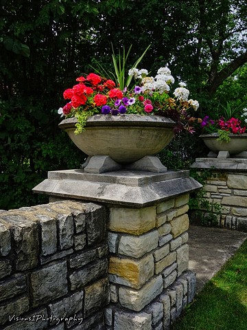 Stone Wall with Flower Pot