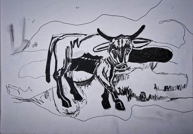 Cow From Kirchner Woodcut