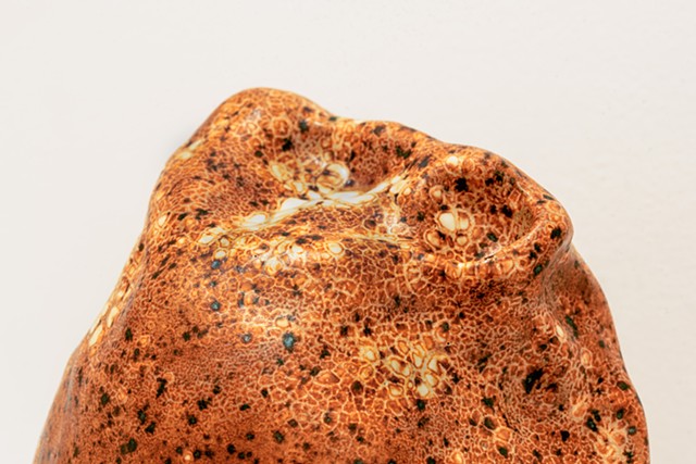 Pebble of the Day #4, stoneware clay, glazes, gas fired, SOLD