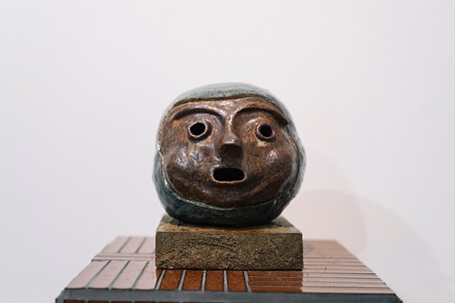 The Last Gasp, gas-fired stoneware clay with underglaze, glaze, oxides and bushfire-ash