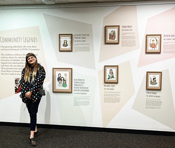University of Adelaide commissioned portraits 'Community Legends' exhibited at Barr Smith Library 2020