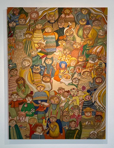 Why Do You All Look Away, mixed media on wood panel, 1.2 x 1.8m, available for purchase