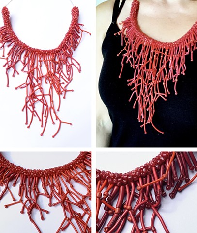 “Electric Red Coral” Necklace