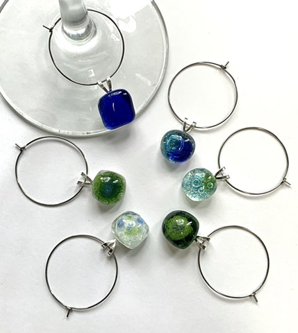 Fused Glass Wine Charms