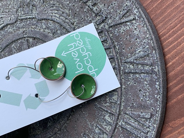 Green Enamel Earrings