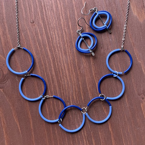 Blue Electrical Wire Necklace & Earrings Set SOLD